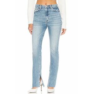 Pistola High Rise Front Slit Raw Hem Straight Leg Jeans Light Wash 29‎